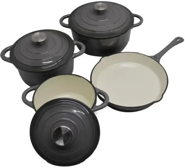 LEOPARD Grey Cast Iron Pots Non-Stick Coated Cast Iron Cookware Set