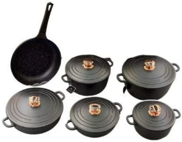 11 Piece Cookware Cast Iron Pots Sets 1 Non-Stick Coated Cast Iron Cookware Set
