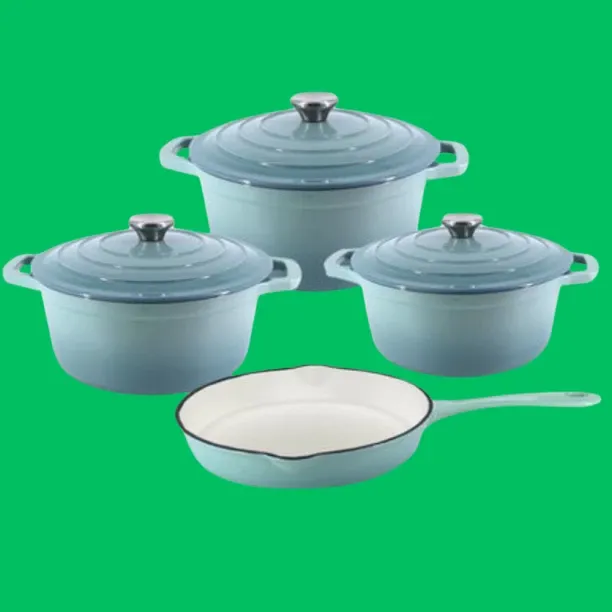 SMTE 4 piece new design dutch pot cookware sets cast iron Non-Stick Coated Cast Iron Cookware Set