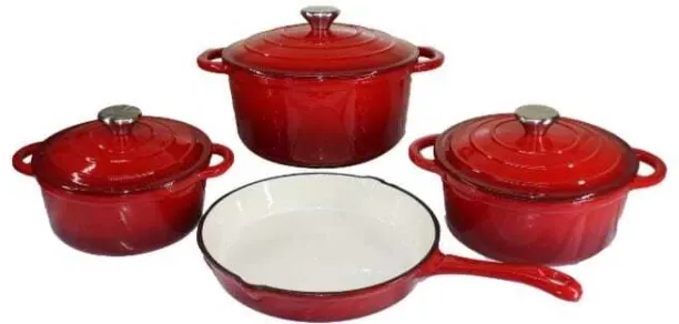 SLE RED Non-Stick Coated Cast Iron Cookware Set