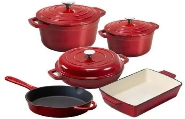 Kitchenware 8pcs Cast Iron Pots Non-Stick Coated Cast Iron Cookware Set