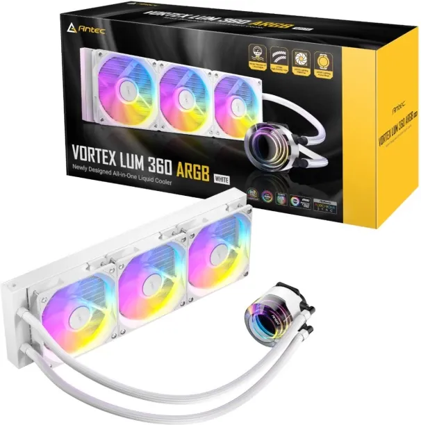 Antec VORTEX LUM 360 ARGB AIO CPU Liquid Cooler – White Cooler