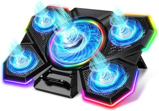 LEMON Laptop Cooling Pad, Gaming Laptop Cooler with 5 Quiet Fans and LED Lights (One-Click Close), …