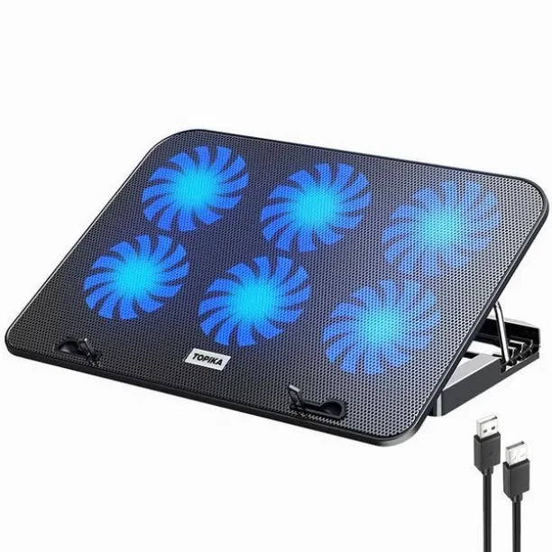 Topika Gaming Laptop Cooling Stand with 6 Fans, Dual USB, Metal Support Cooler
