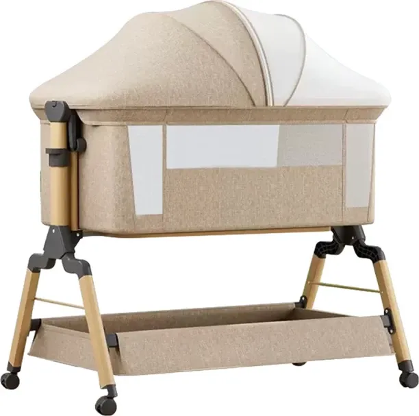 Belecoo Luxury Foldable Baby Crib Bedside Safety Adjustable Bed Baby Cot Bed Crib Newborn Baby Bass…