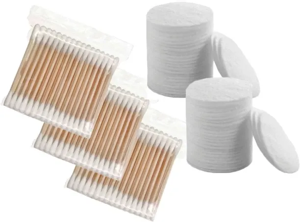 Essentials Bundle: 3 x Ear Buds - 100's & 2 x Soft Pressed Cotton Pads 80's Cotton Buds For Men & W…