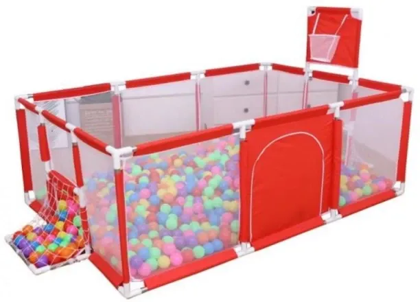 LALA Safety Play Pen with Balls-Red Safety Pen Crib Toy and Play Gym
