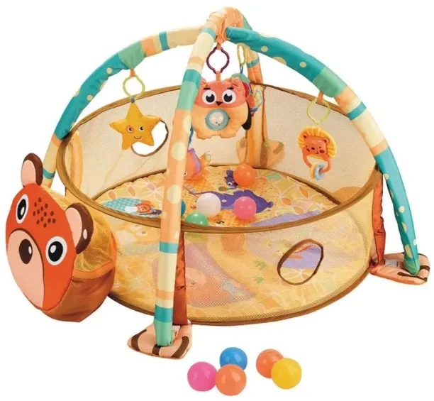 Baby Bear Shape Activity Gym and Ball Pit With 30 Balls Bear Crib Toy and Play Gym