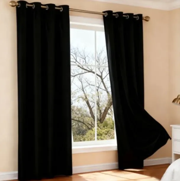 NANWEI 2-Pack Black Curtains Set Bedroom - Thermal Insulated Nanwei Blockout (140 cm x 106 cm) Poly…