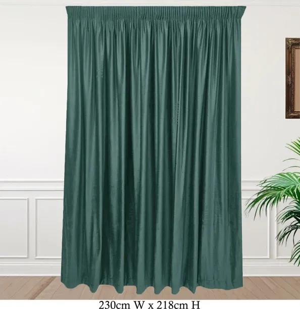 Matoc Designs MD Curtain - Velvet Evergreen - Lined - Taped - 230cm W x 218cm H Room Darkening (230…