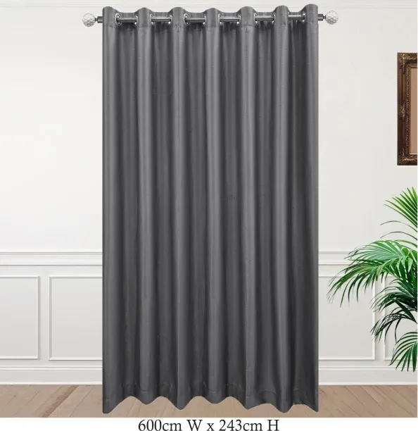 Matoc Designs Curtain Blockout Shimmer Dark Grey Eyelet 600cm W x 243cm H Blackout (600 cm x 243 cm…