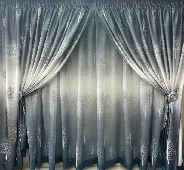 pak curtains Grey And White Theme Curtain & Lace 2.5x2.4m Room Darkening (250 cm x 240 cm) Polyeste…