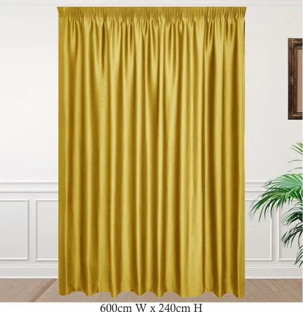 Matoc Designs Curtain Blockout Shimmer Mustard Taped 600cm W x 240cm H Blackout (600 cm x 240 cm) B…