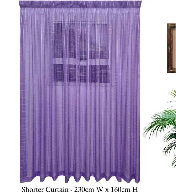 Matoc Designs Curtain Grid Voile Purple Taped 230cm W x 160cm H Semi Transparent (230 cm x 160 cm) …