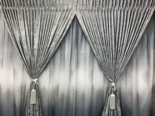 PAK CURTAINS FANCY GREY TREE CURTAIN & LACE 2.5 x 2.4m Room Darkening (250 cm x 240 cm) Polyester C…