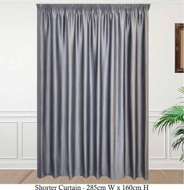 Matoc Designs Curtain Blockout Shimmer Grey Taped 285cm W x 160cm H Blackout (285 cm x 160 cm) Blen…