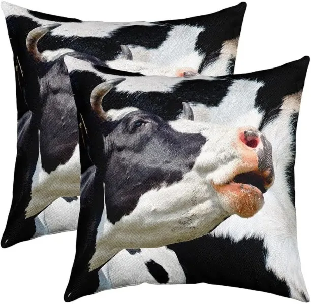 ONESTOGO Cow Fur Printed Pillow Cases Cushion Covers Kids Milk Cow Throw Pillow Covers 18"x18" Set …