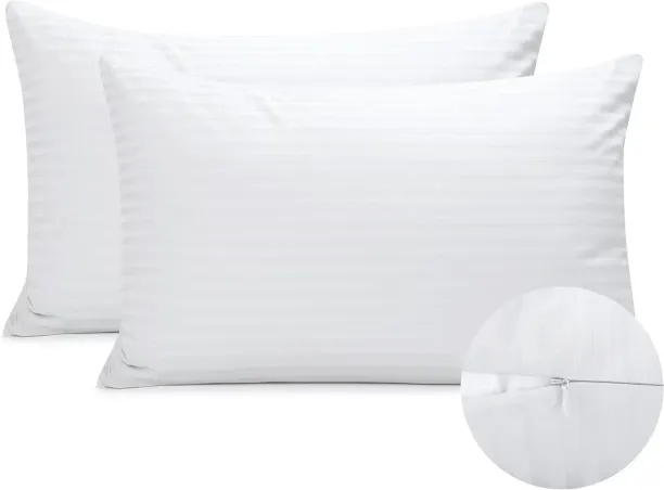 ONESTOGO 100% Luxury Quality Hotel Cotton Pillow Protector Case Cover with Zipper Closure,Soft,Thic…