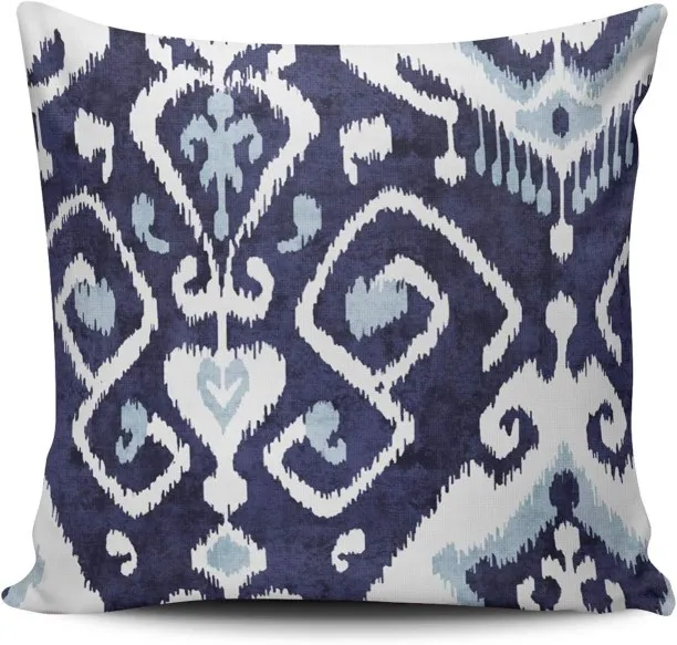 ONESTOGO Decorative Throw Pillow Case Modern Chic Decorative Blue and White Ikat Pillowcase Cushion…