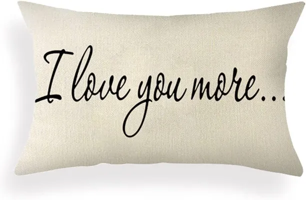 ONESTOGO Ogiselestyle Farmhouse Pillow Covers with I Love You More Quotes 12" x 20" Lumbar Pillow C…