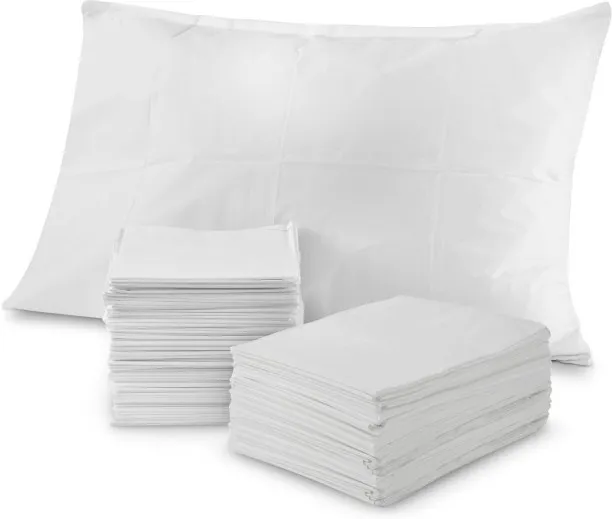 ONESTOGO 100 Count) Disposable Pillow Case Covers, Tissue/Poly 21" x 30" Standard Size, Single-Use …