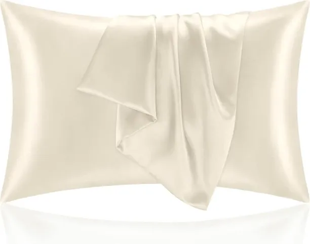 ONESTOGO Satin Pillowcase for Hair and Skin, King Pillow Cases Set of 2 Pack, Super Soft Silky Beig…