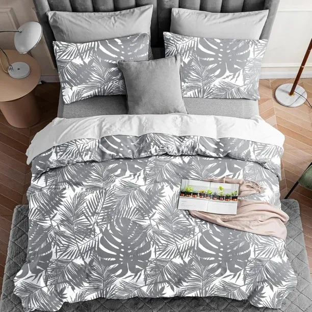 ONESTOGO Duvet Cover Queen Size, Reversible Floral Black & Grey Duvet Cover Set Abstract Cushions &…