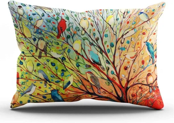 ONESTOGO Personalized Abstract Trees and Birds Lumbar Rectangle Decorative Pillowcases Print Zipper…