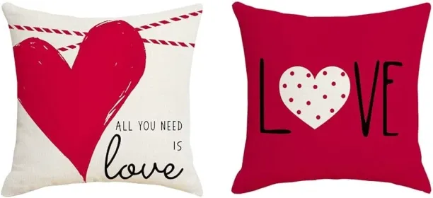 ONESTOGO Valentine Day Love Pillow Covers 20x20 inch Set of 2, Throw Pillow Covers All You Need is …
