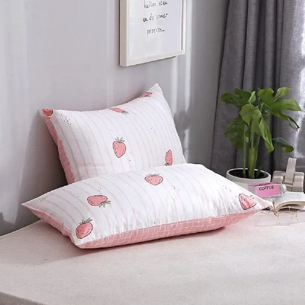 ONESTOGO Pink Strawberry Print Pillowcases Set Kawaii Kids Girl Bedding Pillow Shams for Boy Teen C…