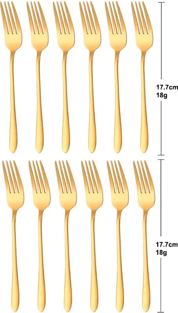 Huanix 12Pcs Gold,Black Dessert Fork Stainless Steel Coffee Fork Set Ice Cream Cake Fruit Forks Gol…