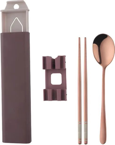 Huanix Rosd gold 1,3Pcs Dinnerware Set Stainless Steel Spoon Chopsticks with Box Gift Portable Trav…