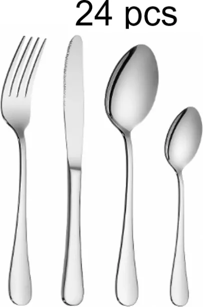 EverythingMART 24 pcs Silver Luxe Mirror Cutlery Set- Folk, Knife, Spoon, and teaspoon set Stainles…