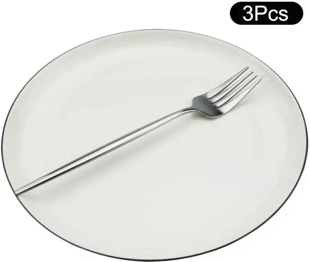 Huanix Silver,3Pcs Mirror Stainless Steel Dinner Fork Cutlery Set Tableware Kitchen Flatware Wester…