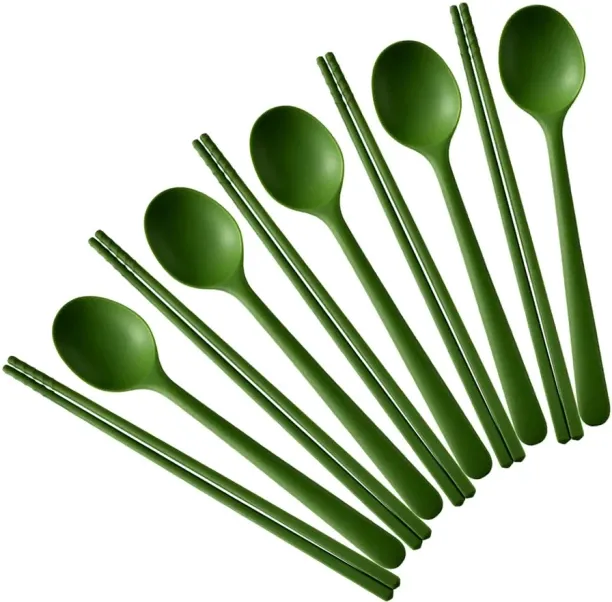 Huanix Green,Portable 10Pcs Tableware Set High Quality Silicone Dinner Set Pink Dinnerware Spoon Ch…
