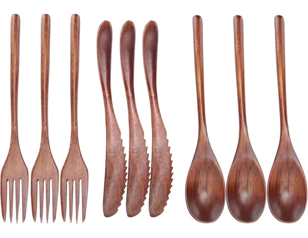 Huanix Brown,3Set Tableware Wooden Fork Spoon Knife Kit Kitchen Cutlery For Home Cafe Restaurant St…