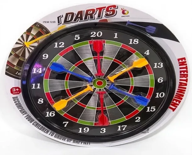 EE Darts Board Game Set with 6 Darts, Entertainment Toy, Ages 3+, Multicolour Soft Tip Dart