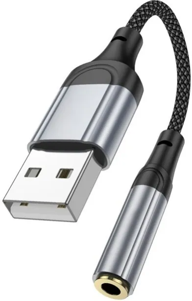 GP Grey USB to 3.5mm Audio Adapter - LS36 Fresh USB to AUX Audio Converter for Headphones & Speaker…