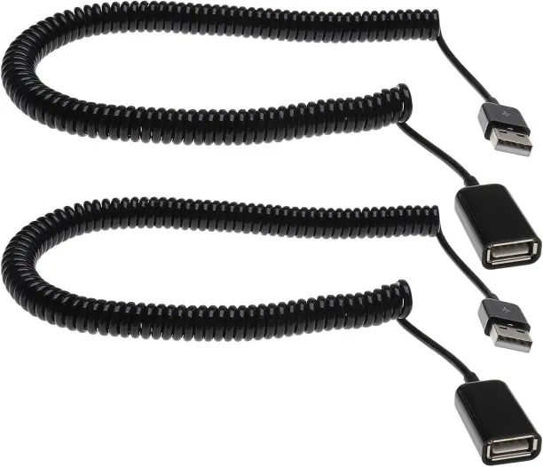 LAHDEK 3 Pin Male To USB Type C 1.5 m 2X Spiral Coiled USB 2.0 Male to Female Adapter Cables Spring…