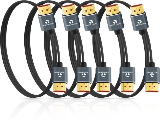 Chengxixi 1 m Ultra Thin 8K 4K HDMI Cables 1.6FT 5 Pack, Slim & Flexible Soft High Speed HDMI 2.1 L…