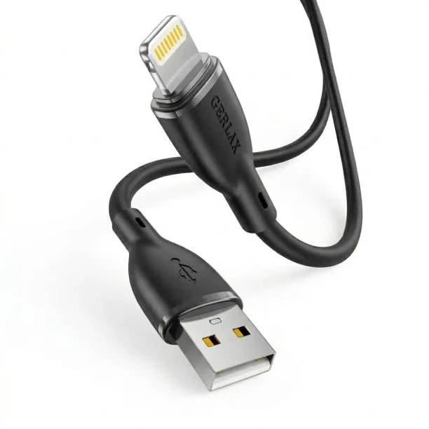 Gerlax USB Type A To Lightning 1 m L43L 6A Fast Charging Cable (1M) | USB-A to Lightning | Soft Sil…
