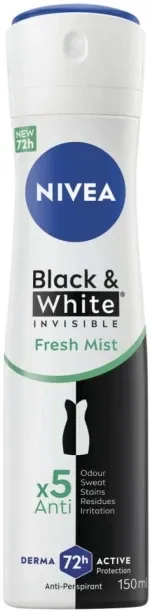 Nivea Antiperspirant Black & White Invisible Fresh Mint Deodorant Spray  -  For Women