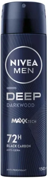 Nivea Deep Black Carbon Dark Wood Deodorant Spray  -  For Men