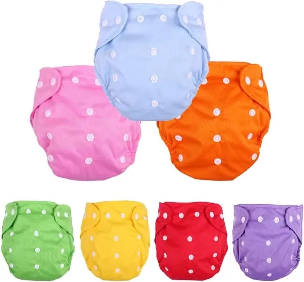 EBIRD Baby Washable Reusable Cloth Diapers,7pcs Pant Diapers - M
