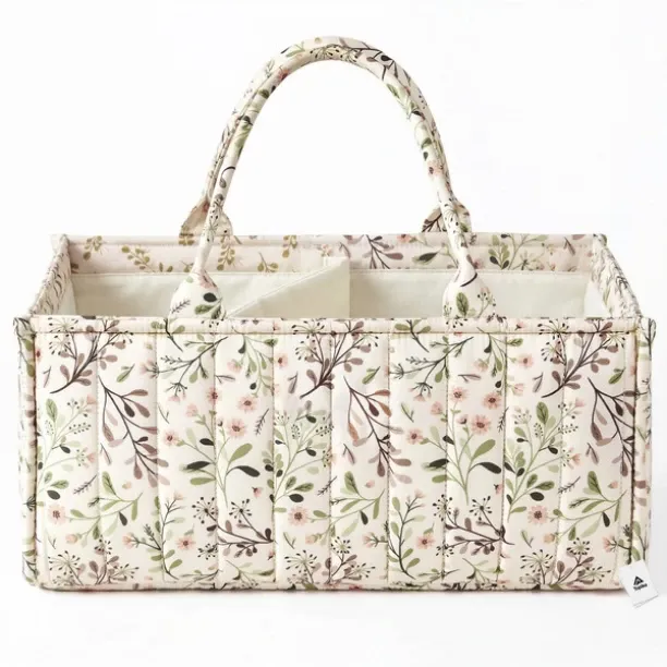 Topika Diaper Caddy Organizer Floral Baby Storage Basket with Handles Diaper Bag