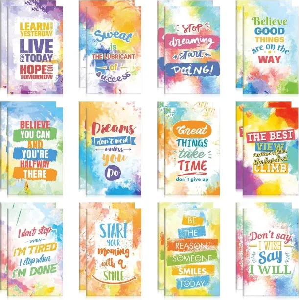 Hi Pansy D-FantiX 24 Pcs Inspirational Notepads Small Pocket Notebook, Colorful Tie Dye Mini Journa…