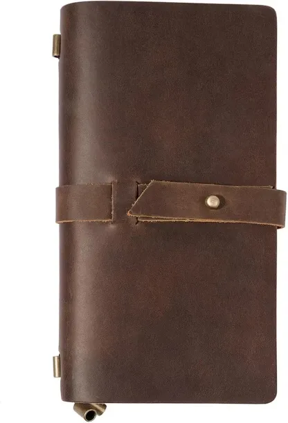 Hi Pansy Refillable Italian Leather Travelers Notebook, Handmade Personalized Leather Travel Journa…