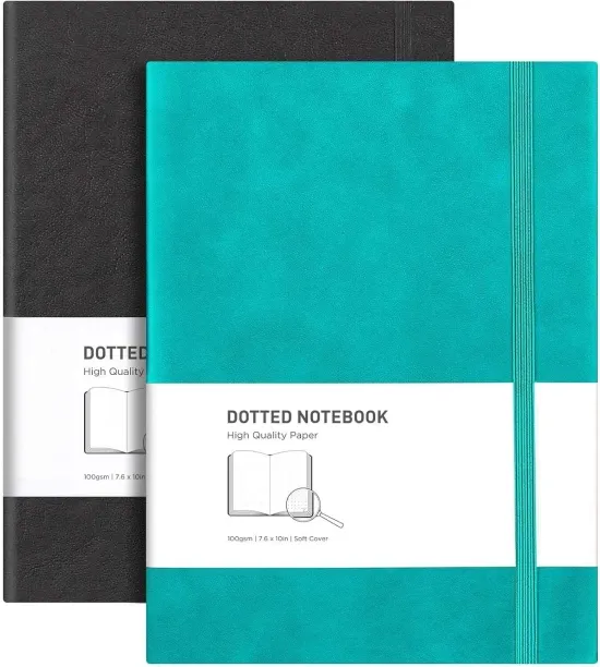 Hi Pansy Dotted Grid Journal 2 Pack - B5 Large Dotted Notebook with 384 Numbered Pages, 100 GSM Thi…