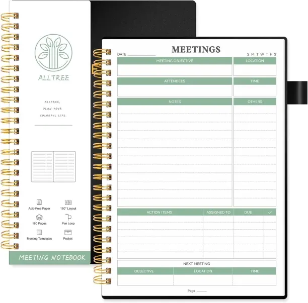 Hi Pansy Meeting Notebook for Work, Project Planner Notebook with Action Items, Project Management …