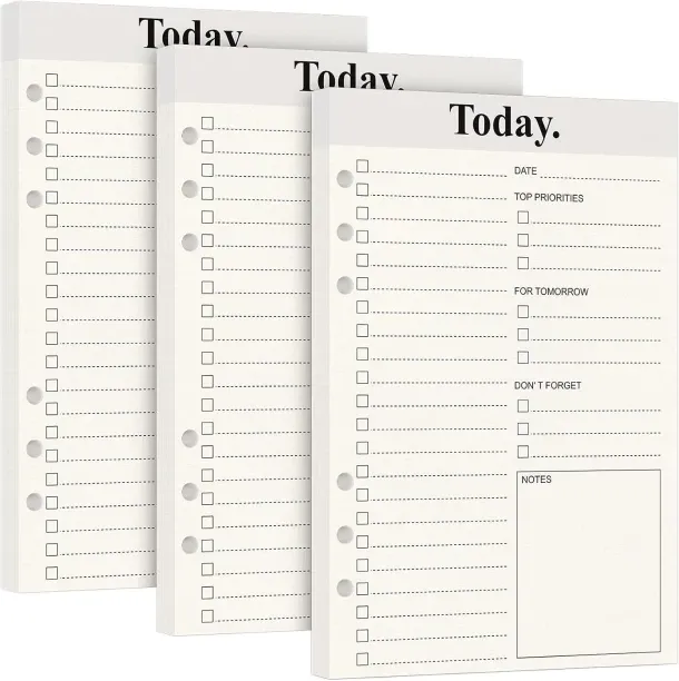 Hi Pansy Daily Planner, Undated Planner to Do List 6 Rings Refills, Day Planner Notepad, Checklist …